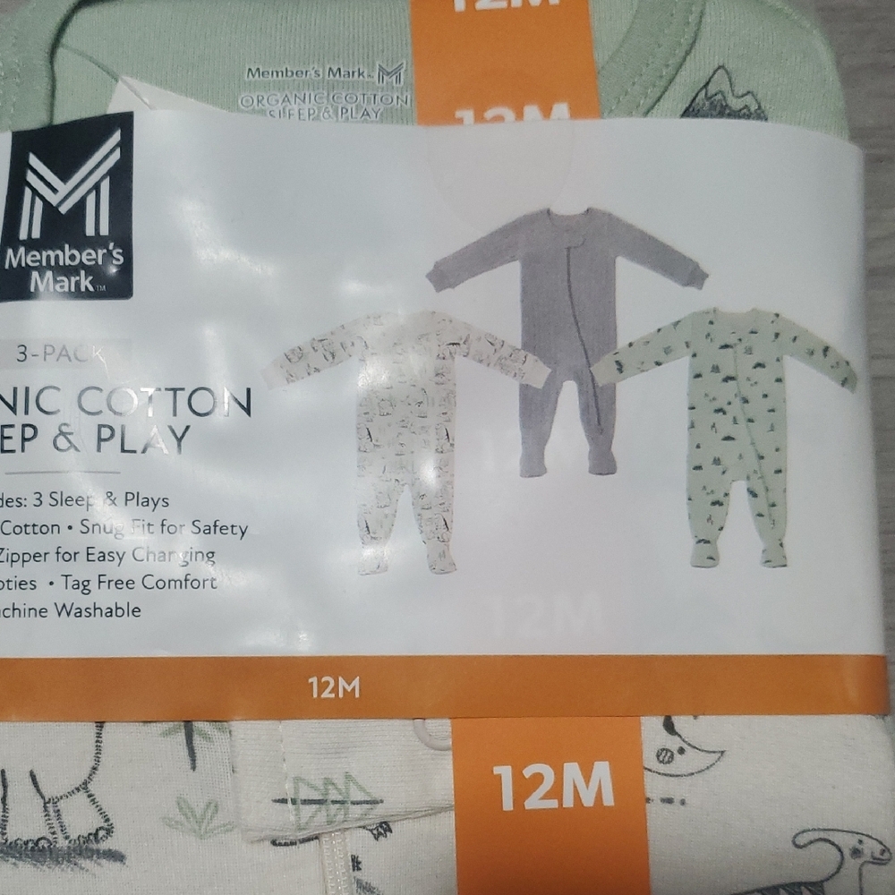Member's Mark Organic Cotton Sleep & Play 3-Pack -